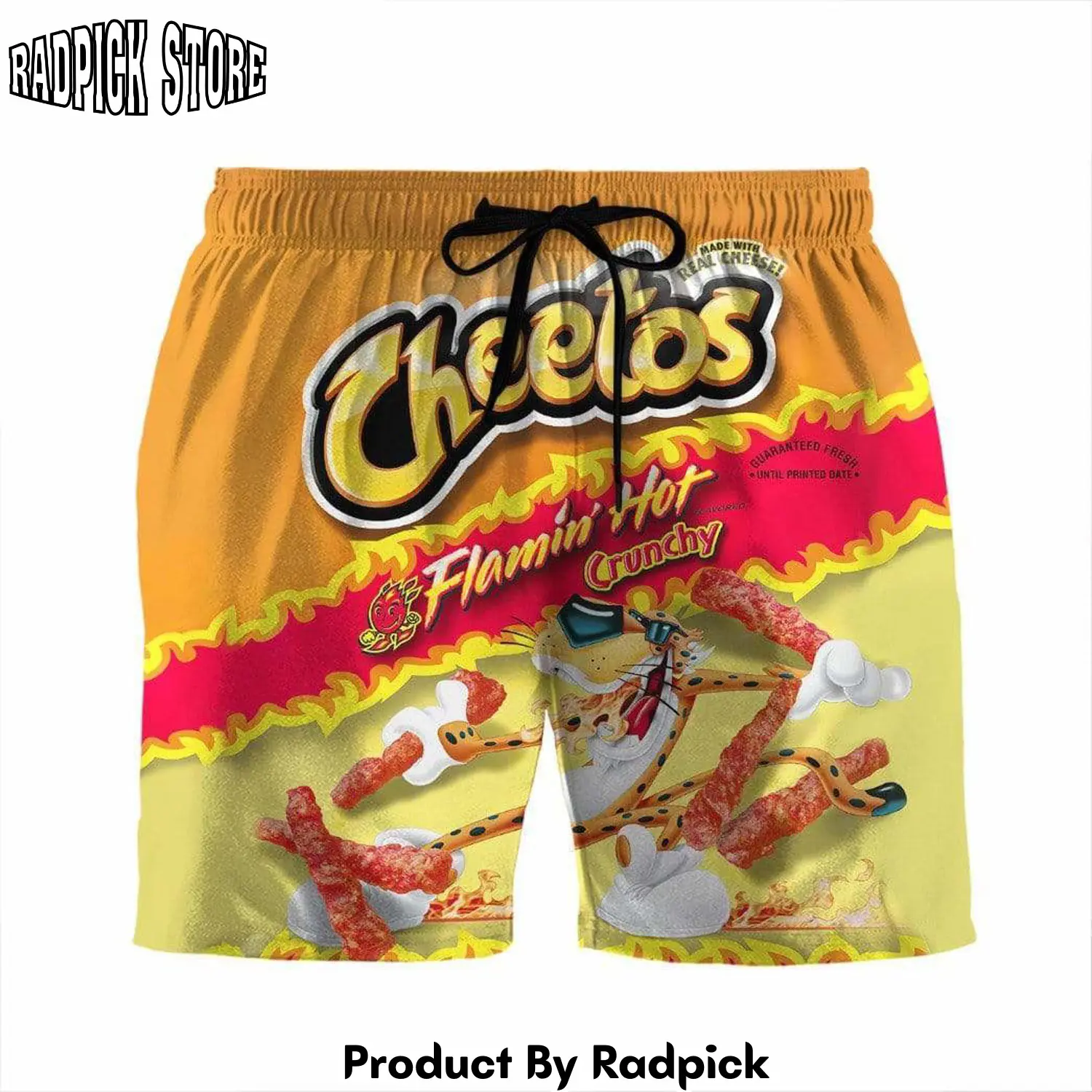 Radpick 3d flaming hot cheetos custom beach shorts swim trunks men rp631527